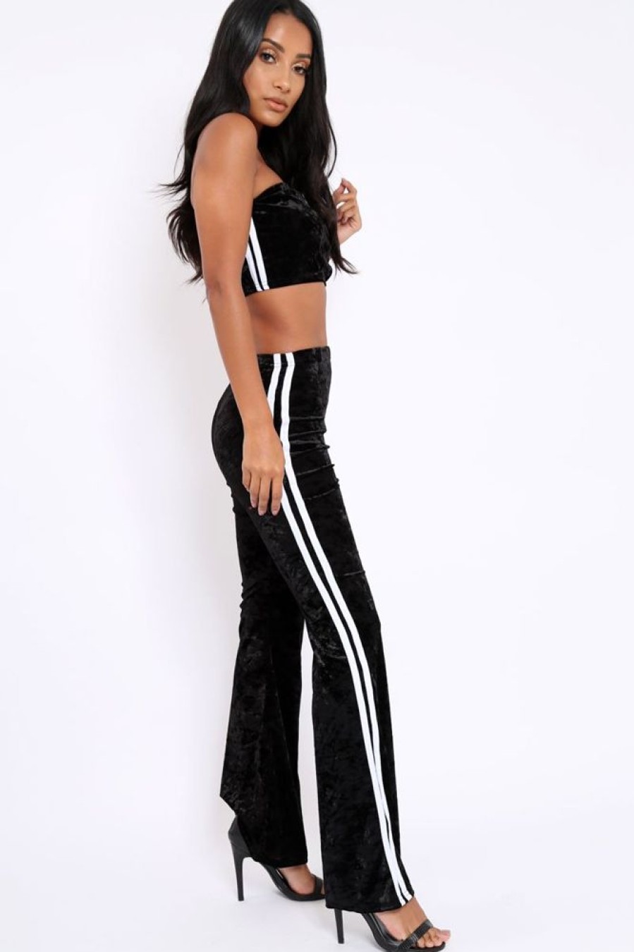 Clothing Rebellious Fashion | Black Velvet Boobtube And Trouser Set - Shayla