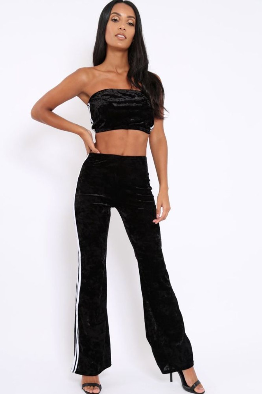 Clothing Rebellious Fashion | Black Velvet Boobtube And Trouser Set - Shayla