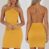 Clothing Rebellious Fashion | Yellow Halterneck Strappy Mini Dress - Brenda