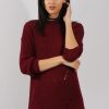 Clothing Rebellious Fashion | Red Knitted Distressed Back Jumper Dress - Cara