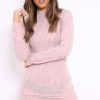 Clothing Rebellious Fashion | Pink With Gold Glitter High Neck Bodycon Dress - Azari