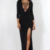 Clothing Rebellious Fashion | Alizah Black Tie Front Maxi Dress