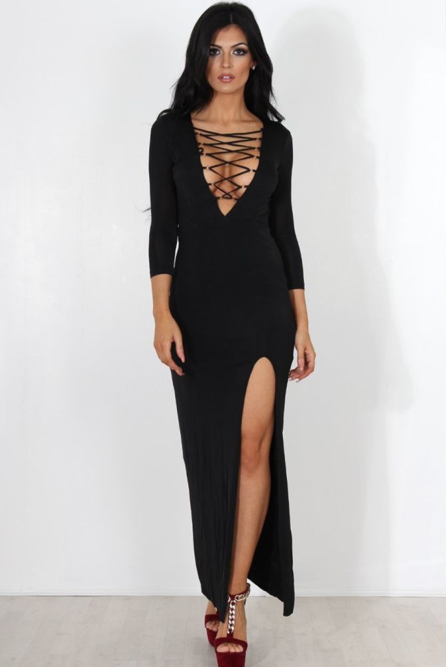 Clothing Rebellious Fashion | Alizah Black Tie Front Maxi Dress