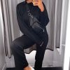 Clothing Rebellious Fashion | Black Sweatshirt Slim Jogger Tracksuit - Erieanna