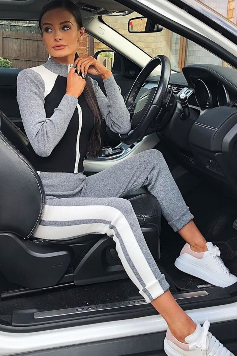 Clothing Rebellious Fashion | Grey Black And White Colour Block Tracksuit - Kily