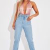 Clothing Rebellious Fashion | Blush Satin Plunge Halter Bodysuit - Aleesia