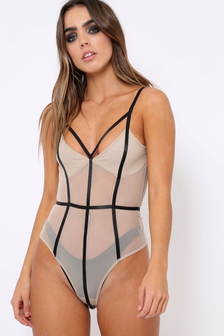 Clothing Rebellious Fashion | Nude Sheer Pannel Bodysuit - Wona