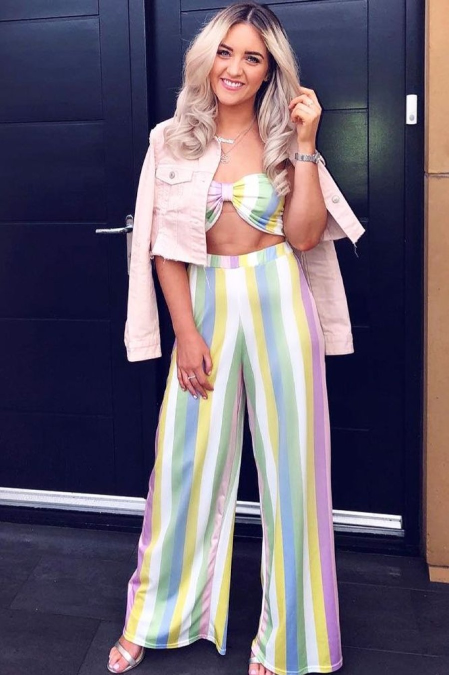 Clothing Rebellious Fashion | Pastel Coloured Stripe Co-Ord Set - Haddy