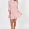 Clothing Rebellious Fashion | Pastel Pink Button Front Shirt Dress- Mina