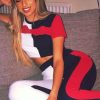 Clothing Rebellious Fashion | Navy Red And White Colour Block Co-Ord - Sybil