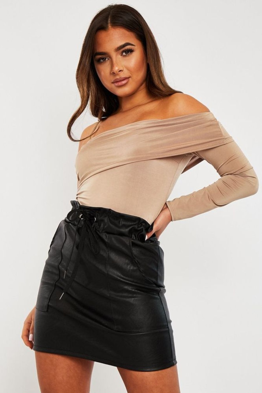 Clothing Rebellious Fashion | Beige One Sleeve Bardot Top - Kaely