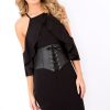 Clothing Rebellious Fashion | Black Lace Up Corset Belt Dress - Shlya