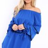 Clothing Rebellious Fashion | Royal Blue Dress With Frills - Arabellah