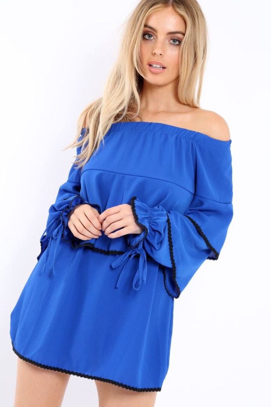 Clothing Rebellious Fashion | Royal Blue Dress With Frills - Arabellah