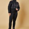 Clothing Rebellious Fashion | Black High Neck Cropped Puffer Jacket - Mary