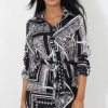 Clothing Rebellious Fashion | Neve Black Paisley Print Shirt Dress