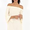 Clothing Rebellious Fashion | Apricot Bardot Split Sleeve Dress - Sharpay