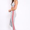 Clothing Rebellious Fashion | Grey Ribbed Contrast Side Stripe Co-Ord - Kaity