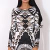 Clothing Rebellious Fashion | Black And White Patterned Dress-Goldie