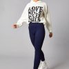 Clothing Rebellious Fashion | Navy Rib Knit High Waisted Leggings - Ren