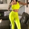 Clothing Rebellious Fashion | Neon Yellow One Shoulder Crop Top And Leggings Co-Ord - Marrie