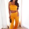 Clothing Rebellious Fashion | Mustard Crop Top And Trousers Co-Ord Set - Kimmy