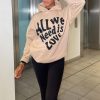 Clothing Rebellious Fashion | Beige Oversized Slogan Hoodie - Sora