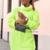 Clothing Rebellious Fashion | Neon Lime Green Roll Neck Jumper Dress - Freylynn