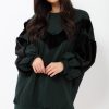 Clothing Rebellious Fashion | Green Chevron Fur Jumper Dress - Esme