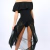 Clothing Rebellious Fashion | Black Mesh Skirt With Bardot Bodysuit - Stassie