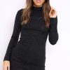 Clothing Rebellious Fashion | Black Silver Glitter High Neck Bodycon Dress - Azari