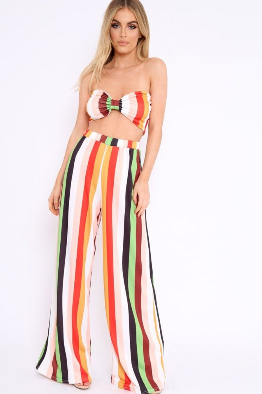 Clothing Rebellious Fashion | Multi Coloured Stripe Co-Ord Set - Haddy