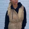 Clothing Rebellious Fashion | Camel Front Pocket Padded Gilet - Carleigh