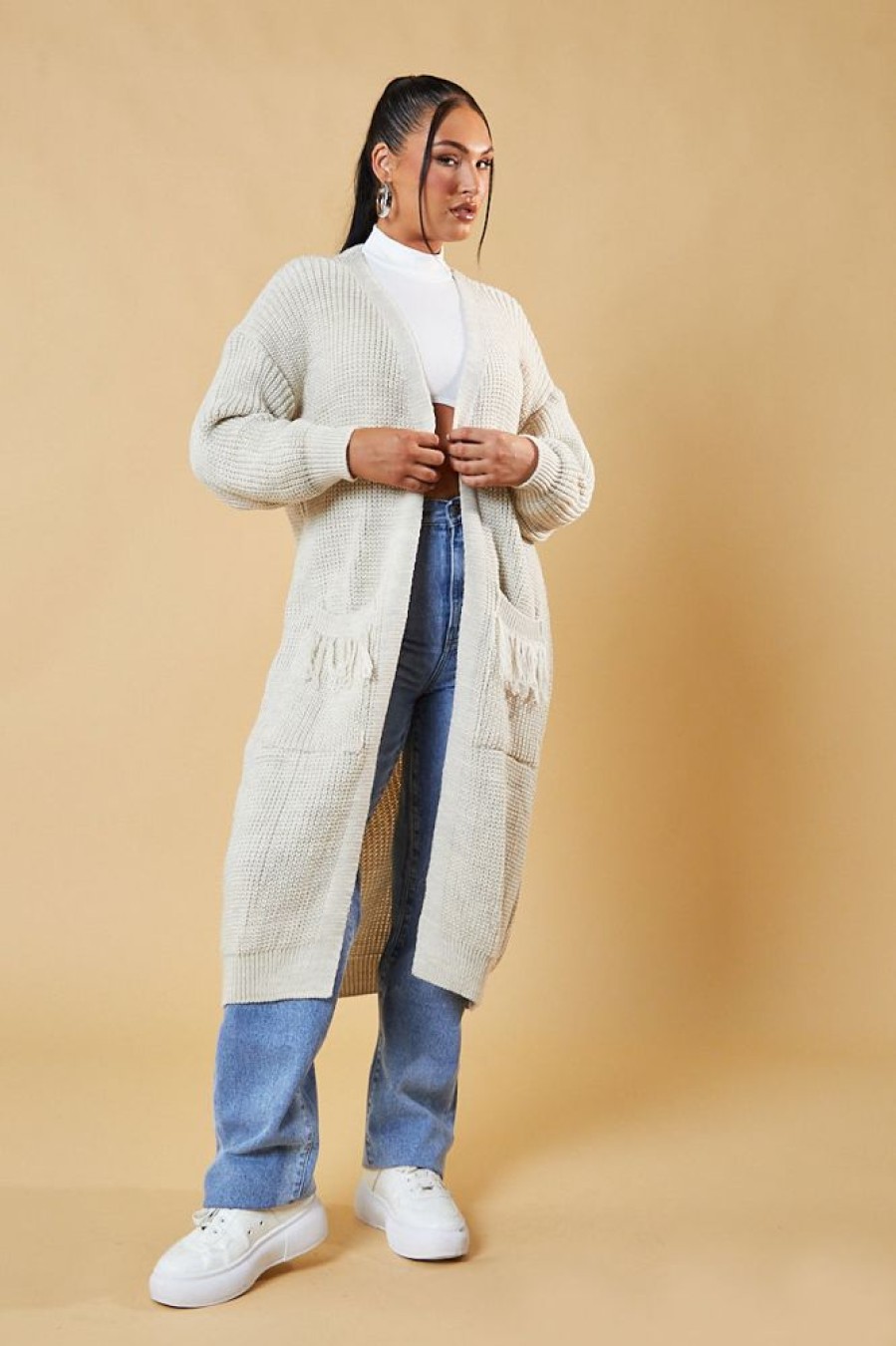 Clothing Rebellious Fashion | Beige Edge To Edge Longline Cardigan - Doris