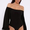 Clothing Rebellious Fashion | Black Bardot Frill Flare Sleeve Bodysuit - Sofiya