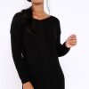 Clothing Rebellious Fashion | Black Jumper Dress With Twist Knit Detail - Antonia