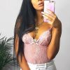 Clothing Rebellious Fashion | Peach Sheer Lace Bodysuit - Katia