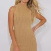 Clothing Rebellious Fashion | Gold Sparkle Knitted Turtleneck Dress - Mila