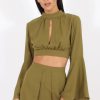 Clothing Rebellious Fashion | Green Cut Out Bell Sleeve Co-Ord - Leia