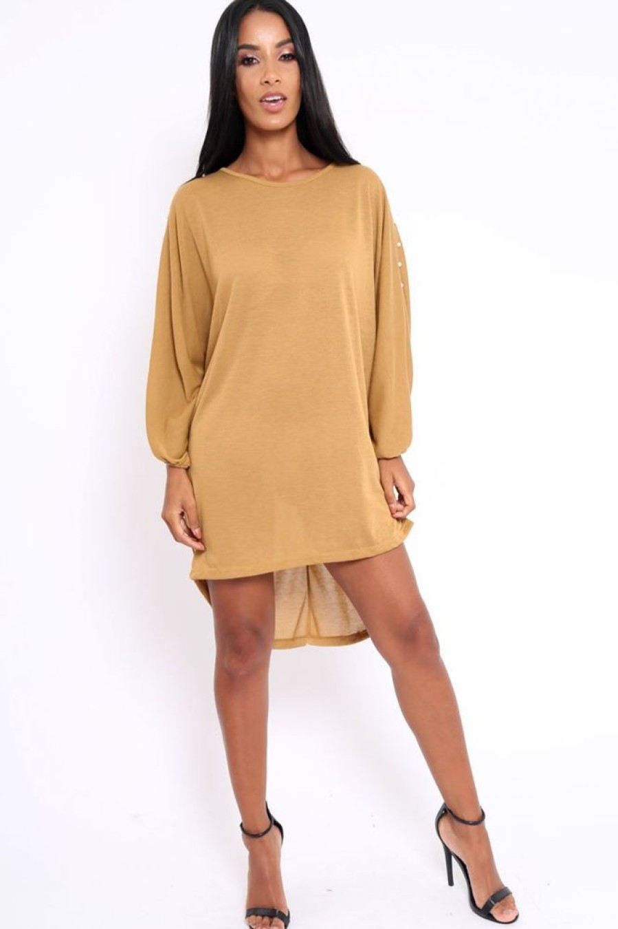 Clothing Rebellious Fashion | Mustard Pearl Detail Jumper Dress - Ammi