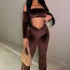 Clothing Rebellious Fashion | Chocolate Dipped Waist Velvet Flare Trousers - Kehlani