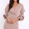 Clothing Rebellious Fashion | Rose Striped Wrap Front Dress - Chelsea