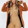 Clothing Rebellious Fashion | Camel Black Reversible Fur Hood Parka Jacket - Cambri