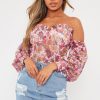 Clothing Rebellious Fashion | White Floral Bardot Off The Shoulder Mesh Bodysuit - Hayle