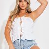 Clothing Rebellious Fashion | White Shirred Tie Front Top - Jadalee