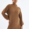 Clothing Rebellious Fashion | Brown Oversized Knit Jumper Dress - Inez