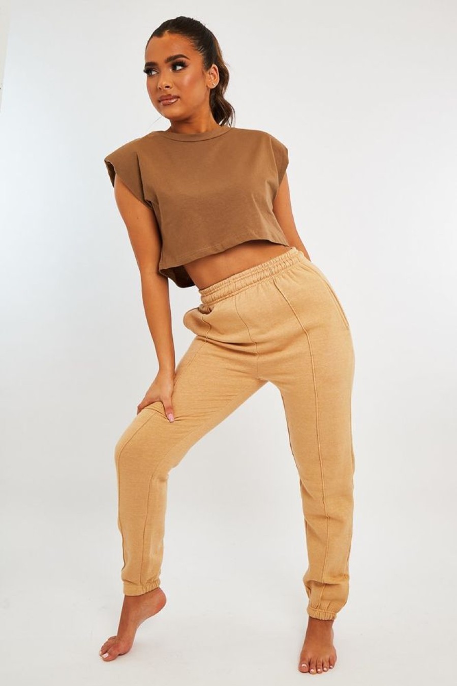 Clothing Rebellious Fashion | Camel Front Piping Joggers - Jordyn