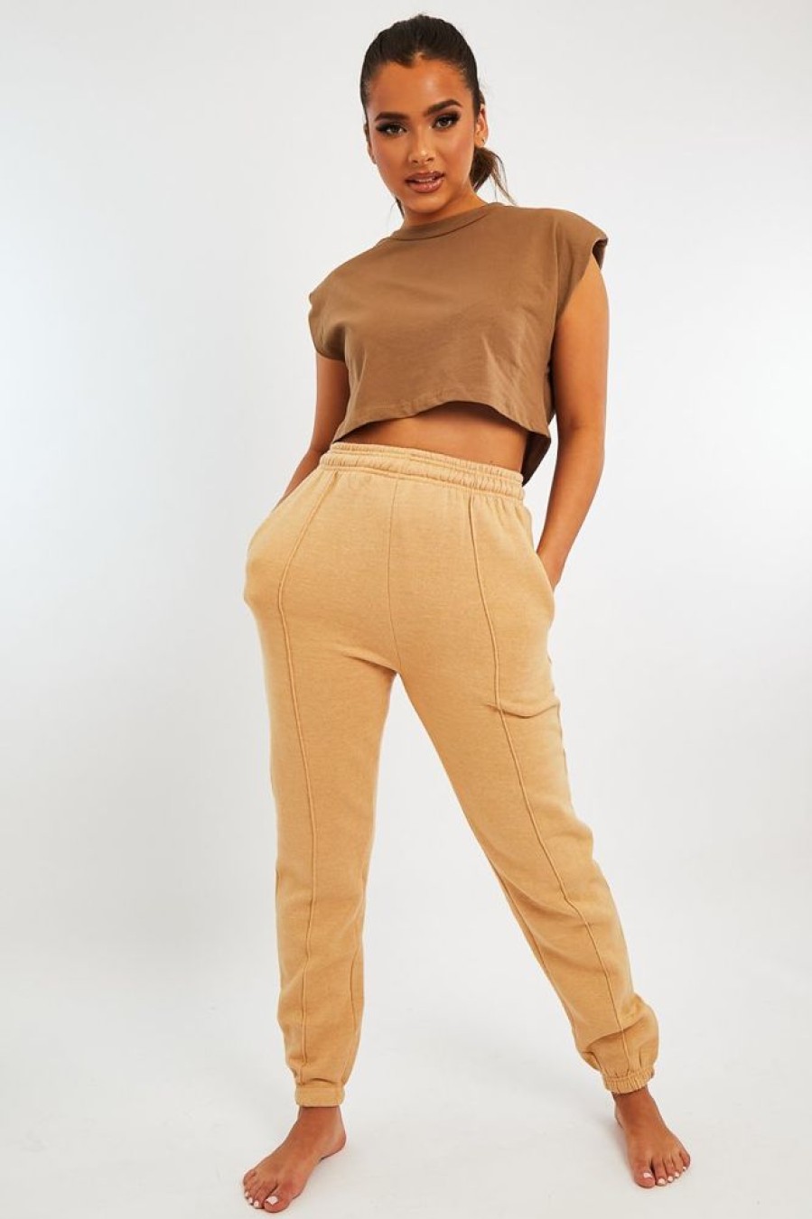 Clothing Rebellious Fashion | Camel Front Piping Joggers - Jordyn