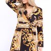 Clothing Rebellious Fashion | Black Scarf Print Button Detail Blazer Dress - Hannah