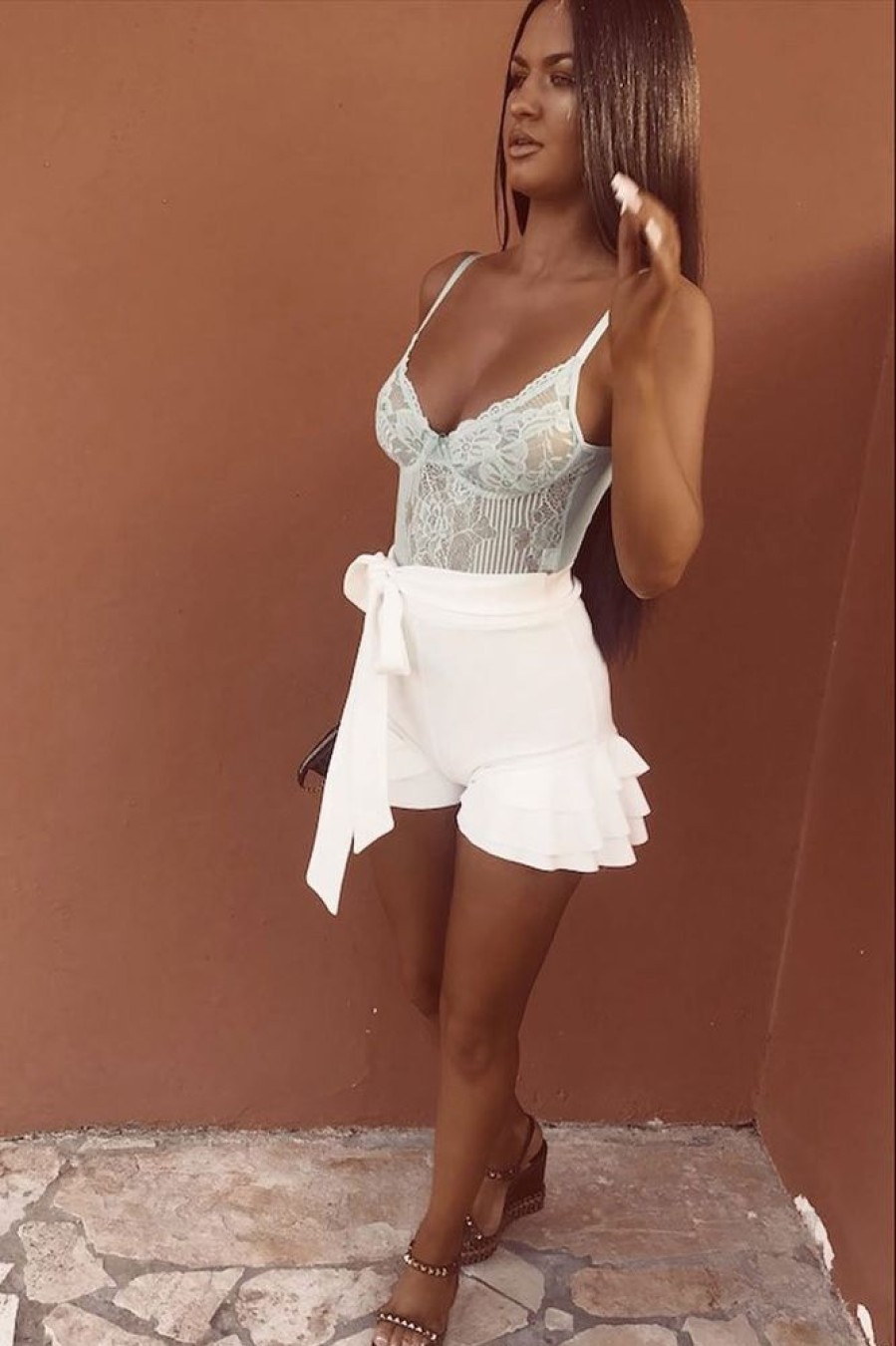 Clothing Rebellious Fashion | Mint Sheer Lace Bodysuit - Katia